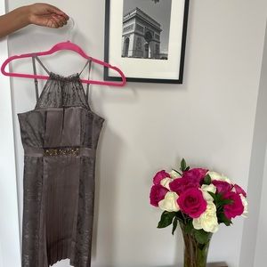 BCBG steel gray cocktail dress.